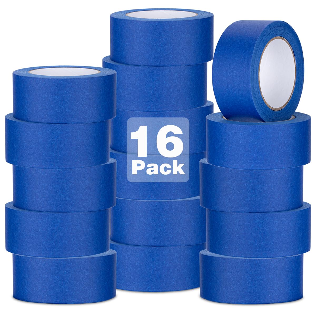 XUXU Blue Painters Tape 16Pack for Sharp Lines and Clean Finish