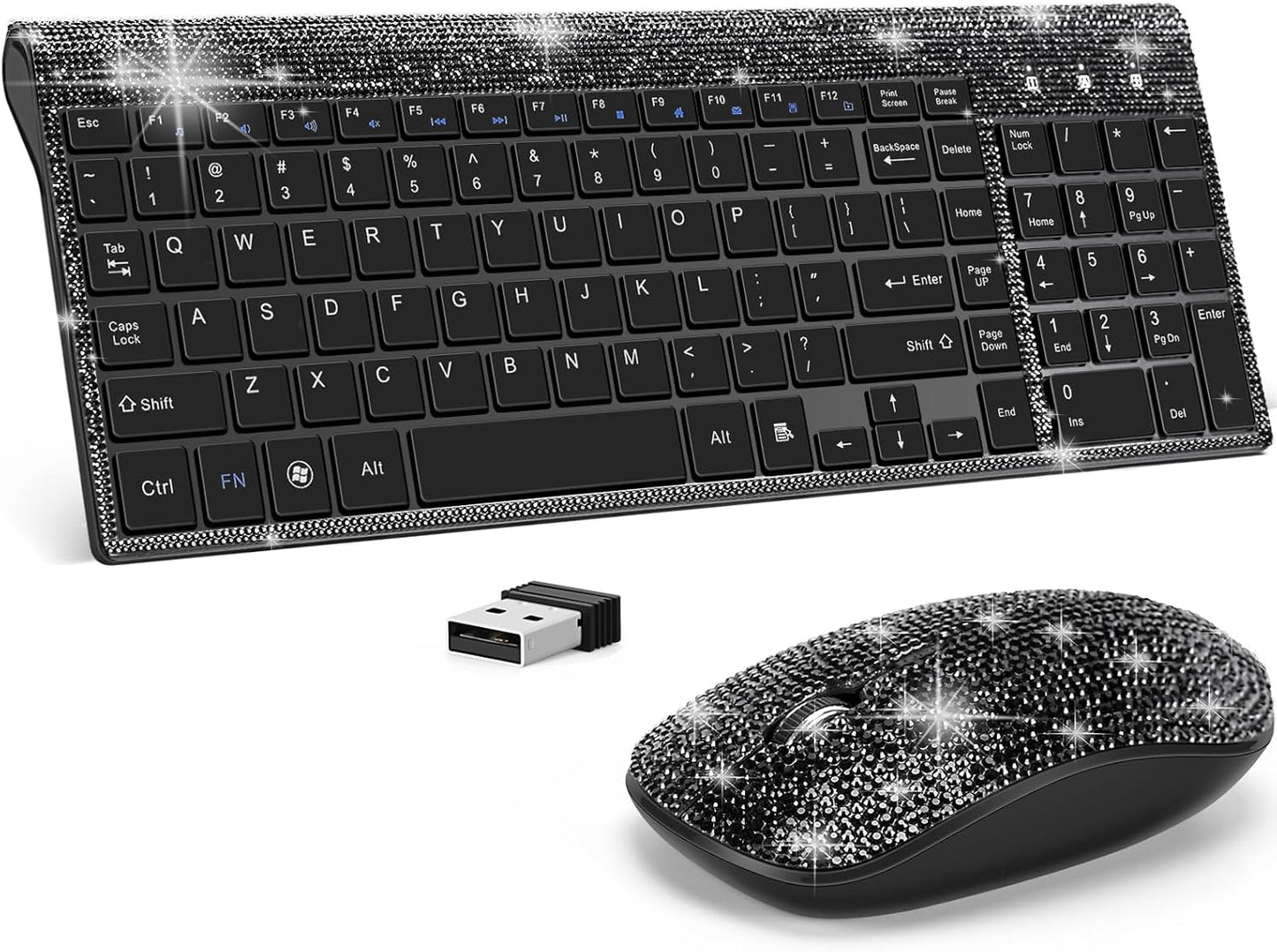 Dazzling Luxury Wireless Keyboard and Mouse Gift Set for Her