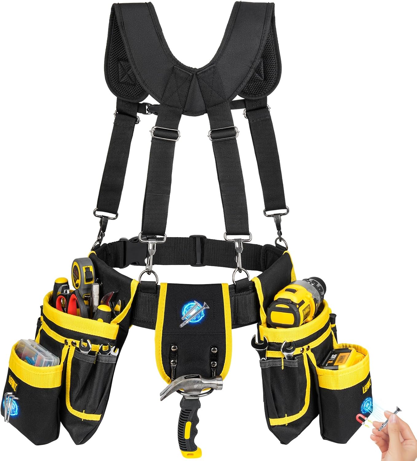 Heavy Duty Tool Belt with Suspenders for Electricians and Carpenters