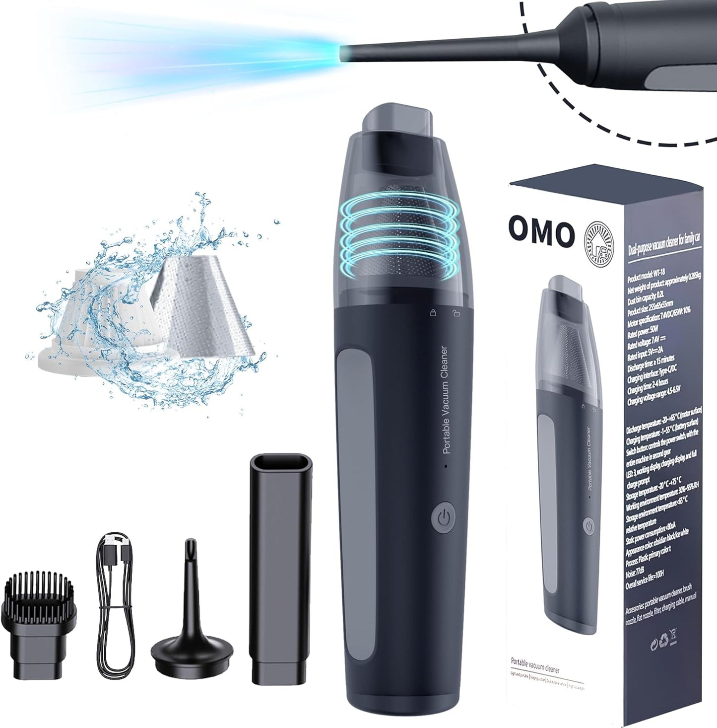 OMO Handheld Vacuum: 13KPA Suction & Blow, Cordless Dust Removal