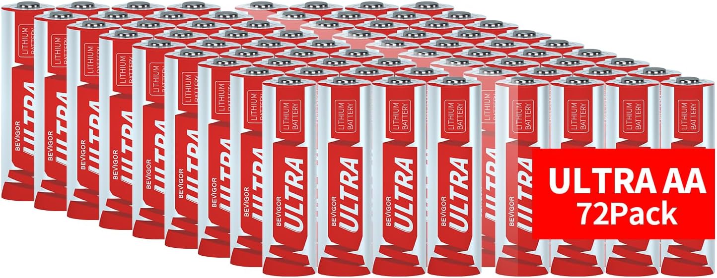 BEVIGOR AA Lithium Batteries 72Pack for High-Tech Devices