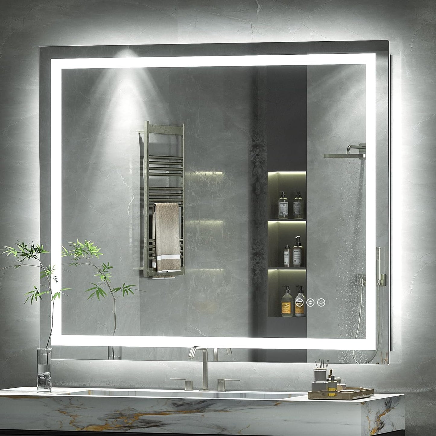 40 x 38 LED Bathroom Mirror for Vanity with Anti-Fog Feature