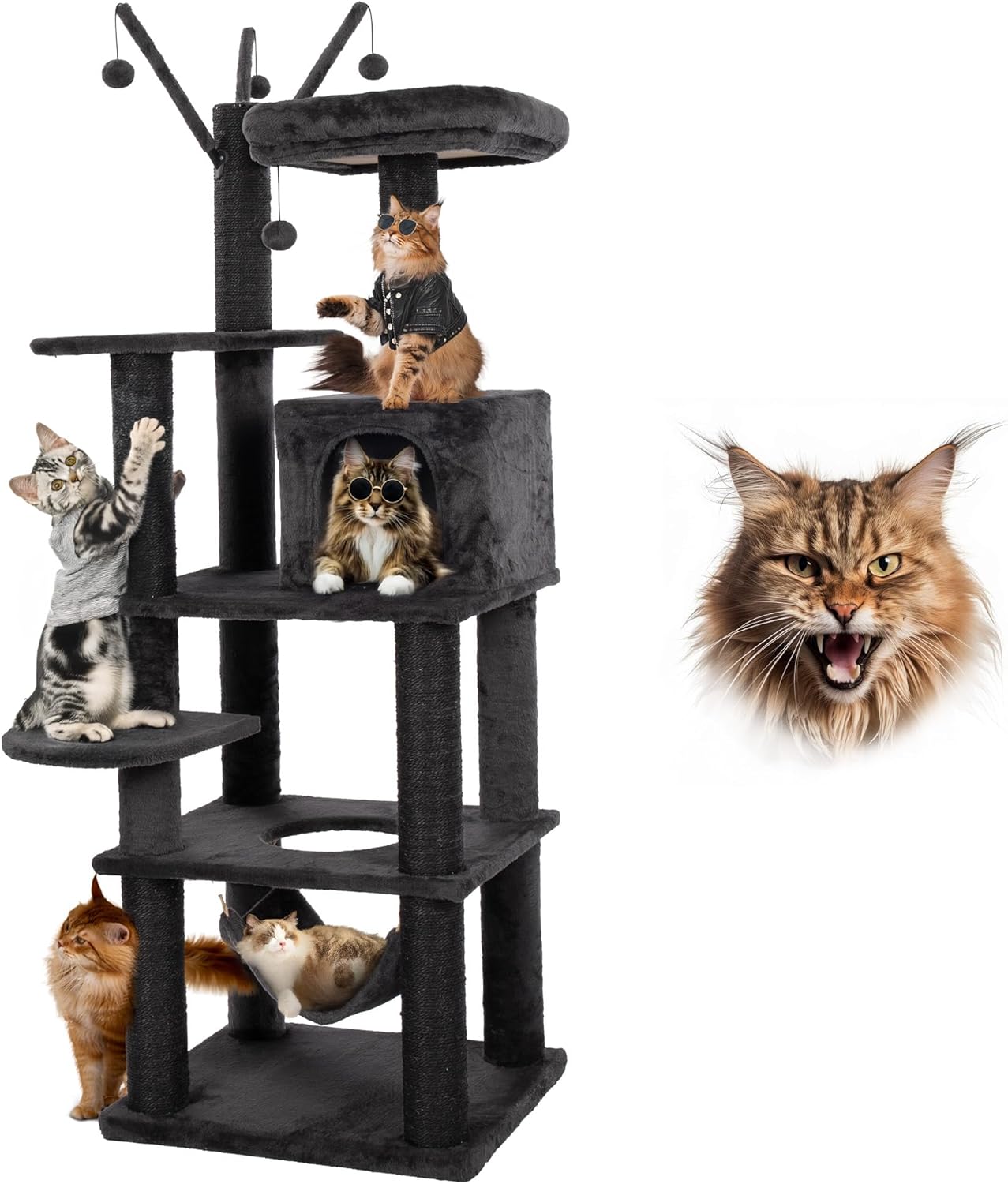 Gothic Cat Tree for Indoor Cats with Cozy Resting Spaces