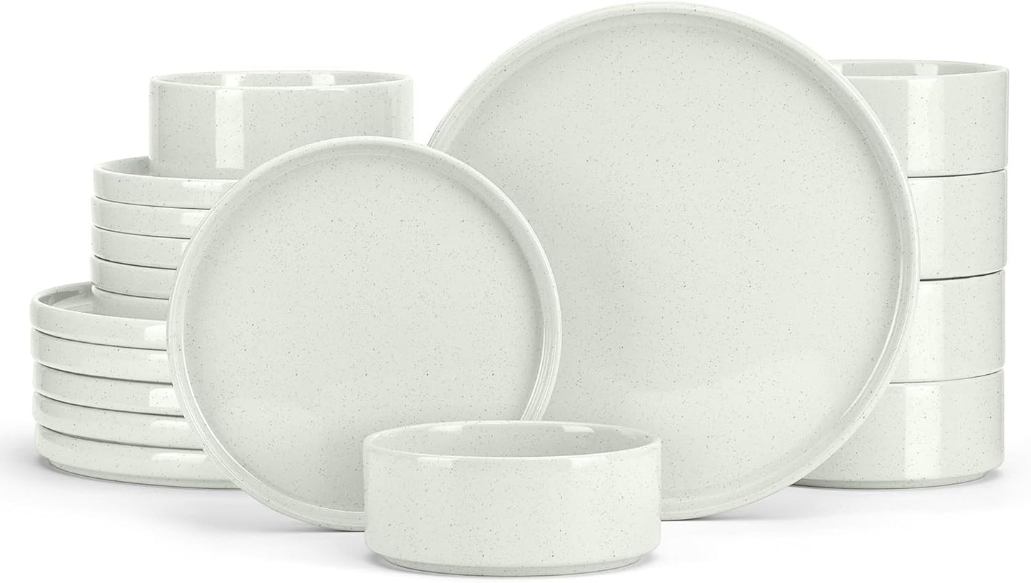 E-far Dinnerware Sets for 6, Modern Stoneware Plates & Bowls