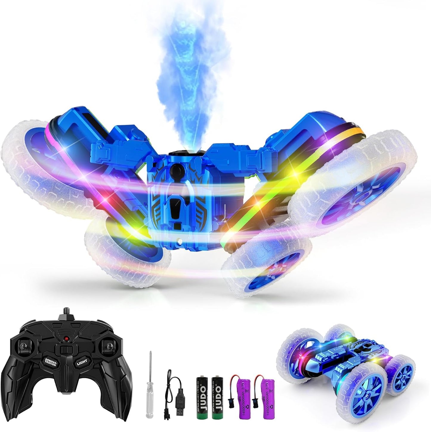360Rotating RC Stunt Car with Cool Spray & Lights - Ideal Kids Gift