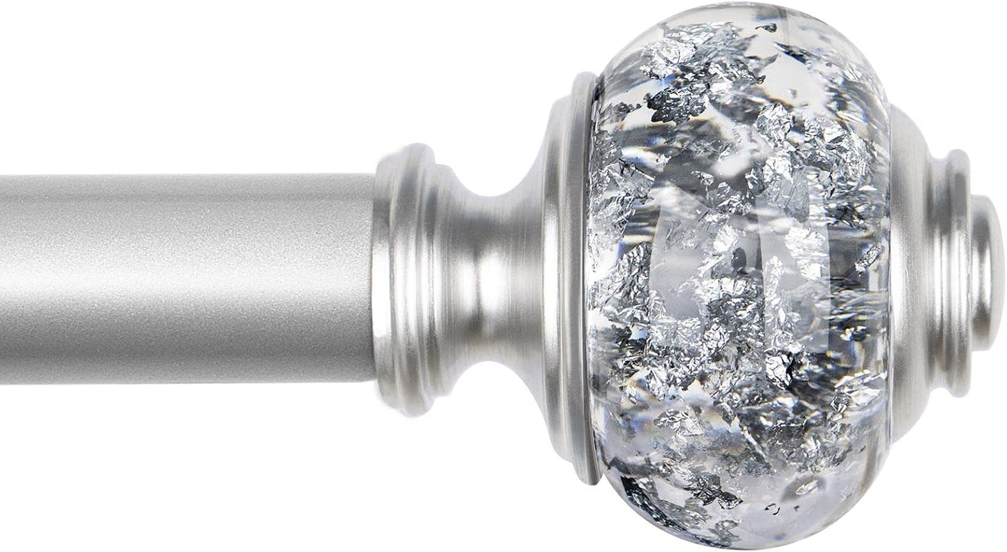 1 Inch Silver Curtain Rods for Windows 140 to 195 Inches Long