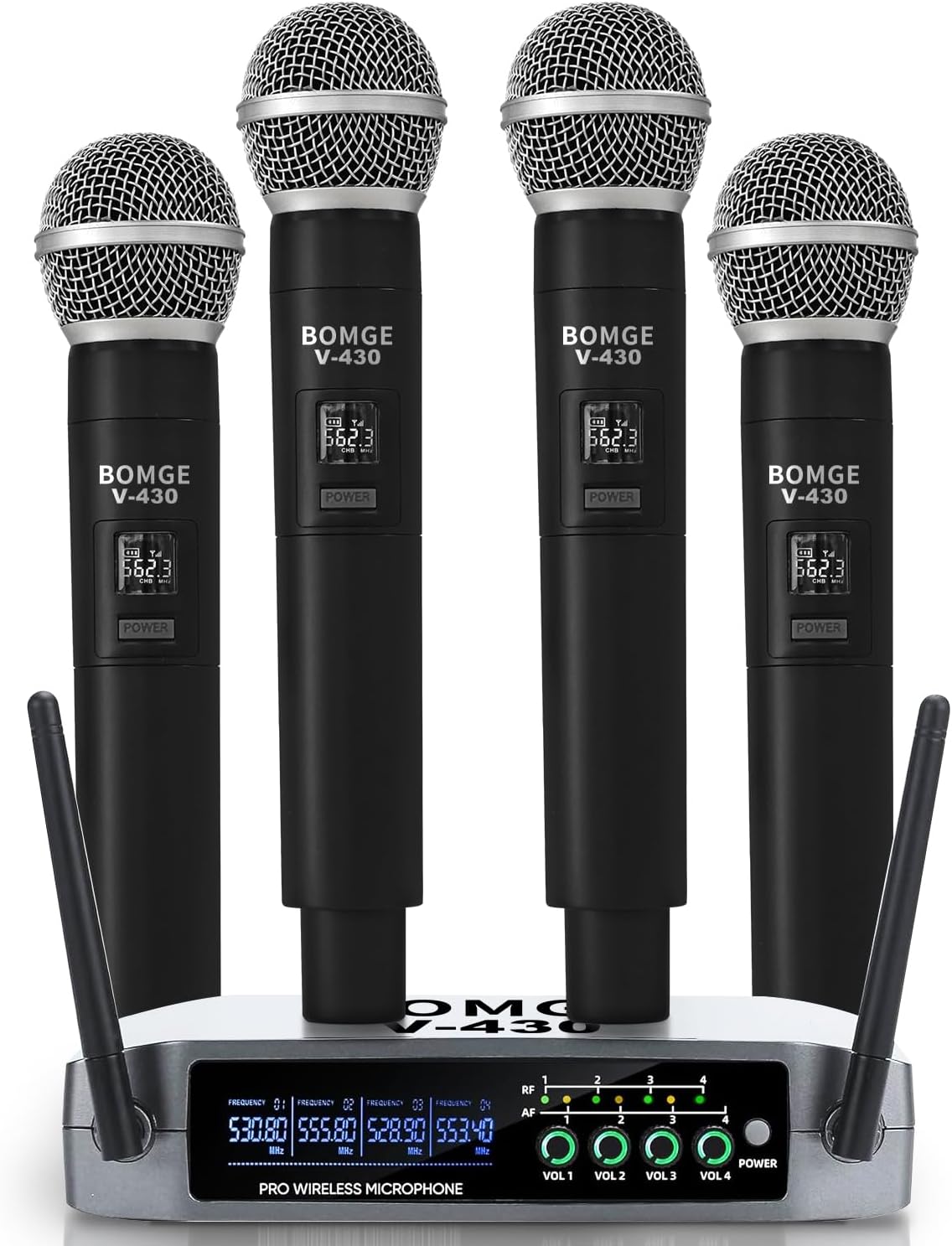 Wireless Microphone System with 4 Handheld Mics for Events