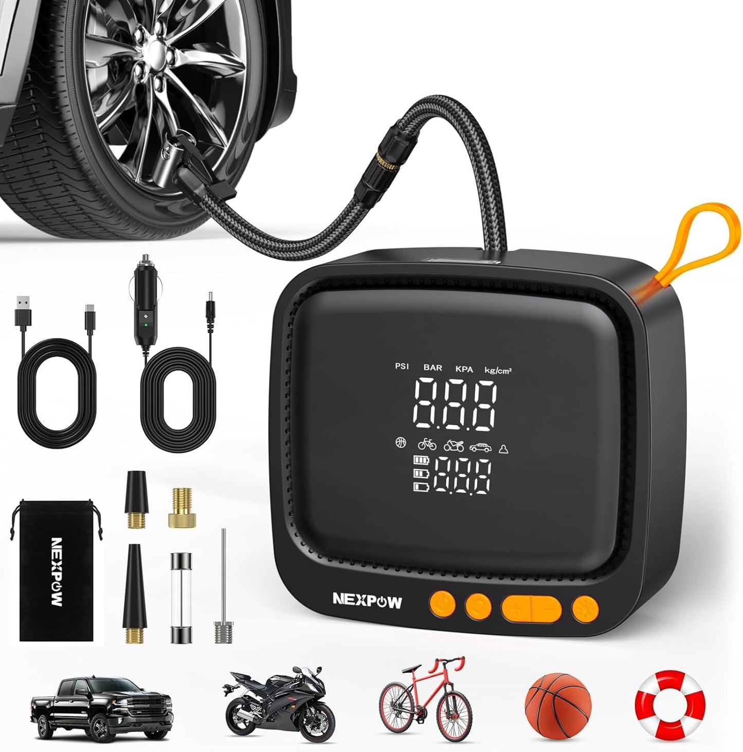 NEXPOW Tire Inflator Portable Air Compressor for Fast Inflation