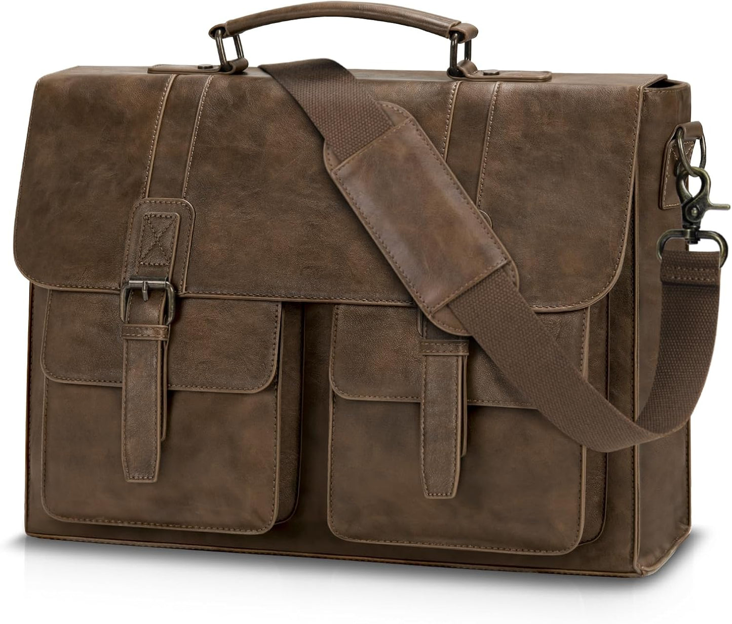 Leather Messenger Bag for Men 15.6 Inch Vintage Laptop Bag