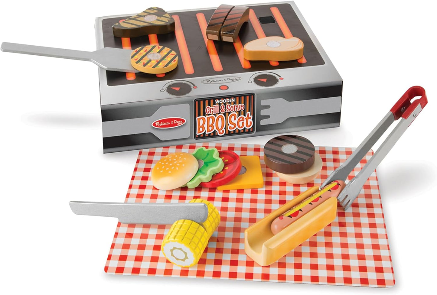 Melissa & Doug BBQ Set - 20pc Wooden Play Food