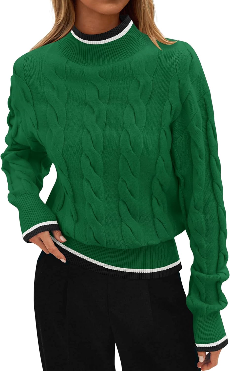 ZESICA Women's Casual Long Sleeve Mock Neck Sweater for Fall