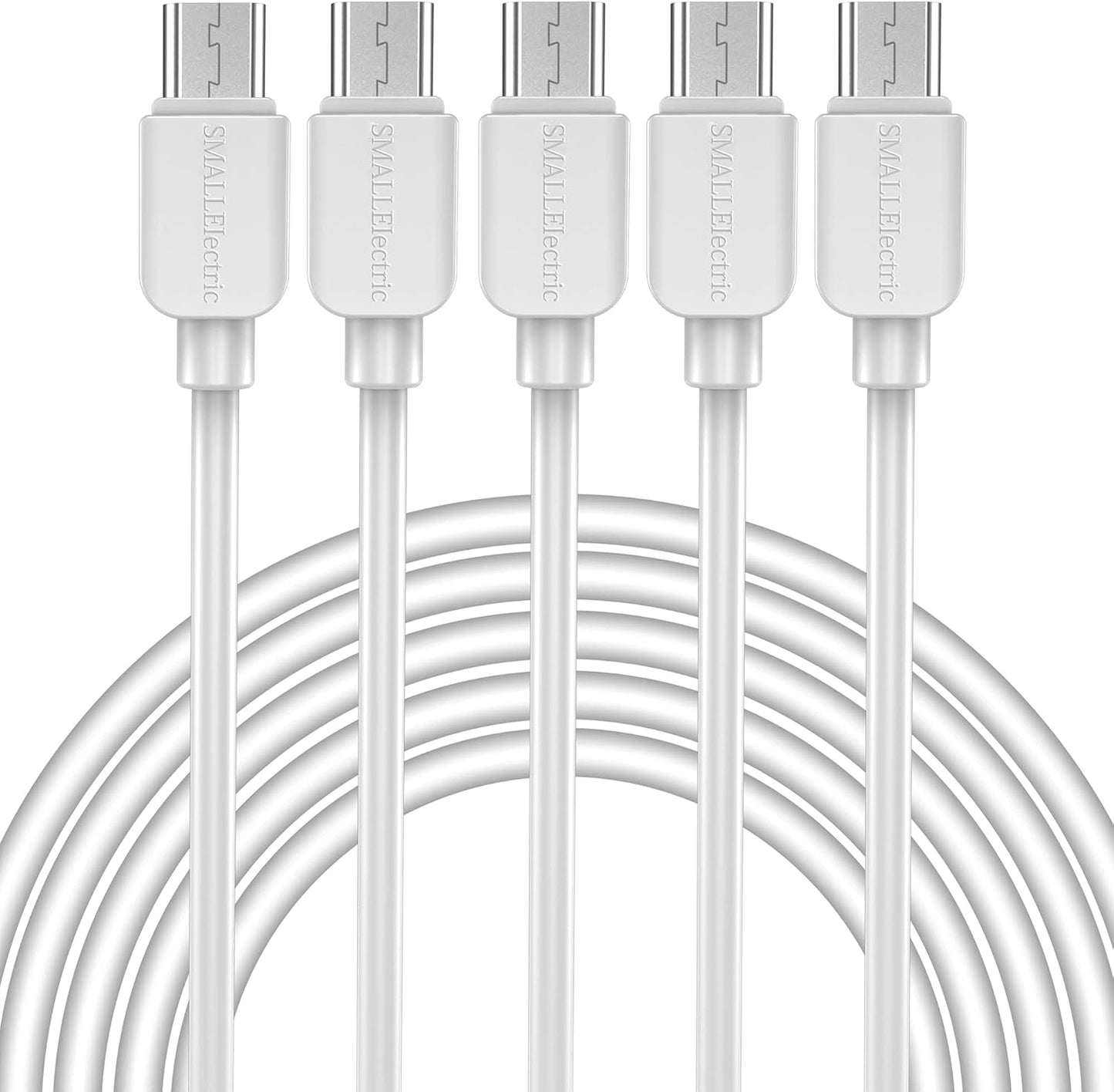 Long 6FT Micro USB Cable 5-Pack - Fast Android Charger