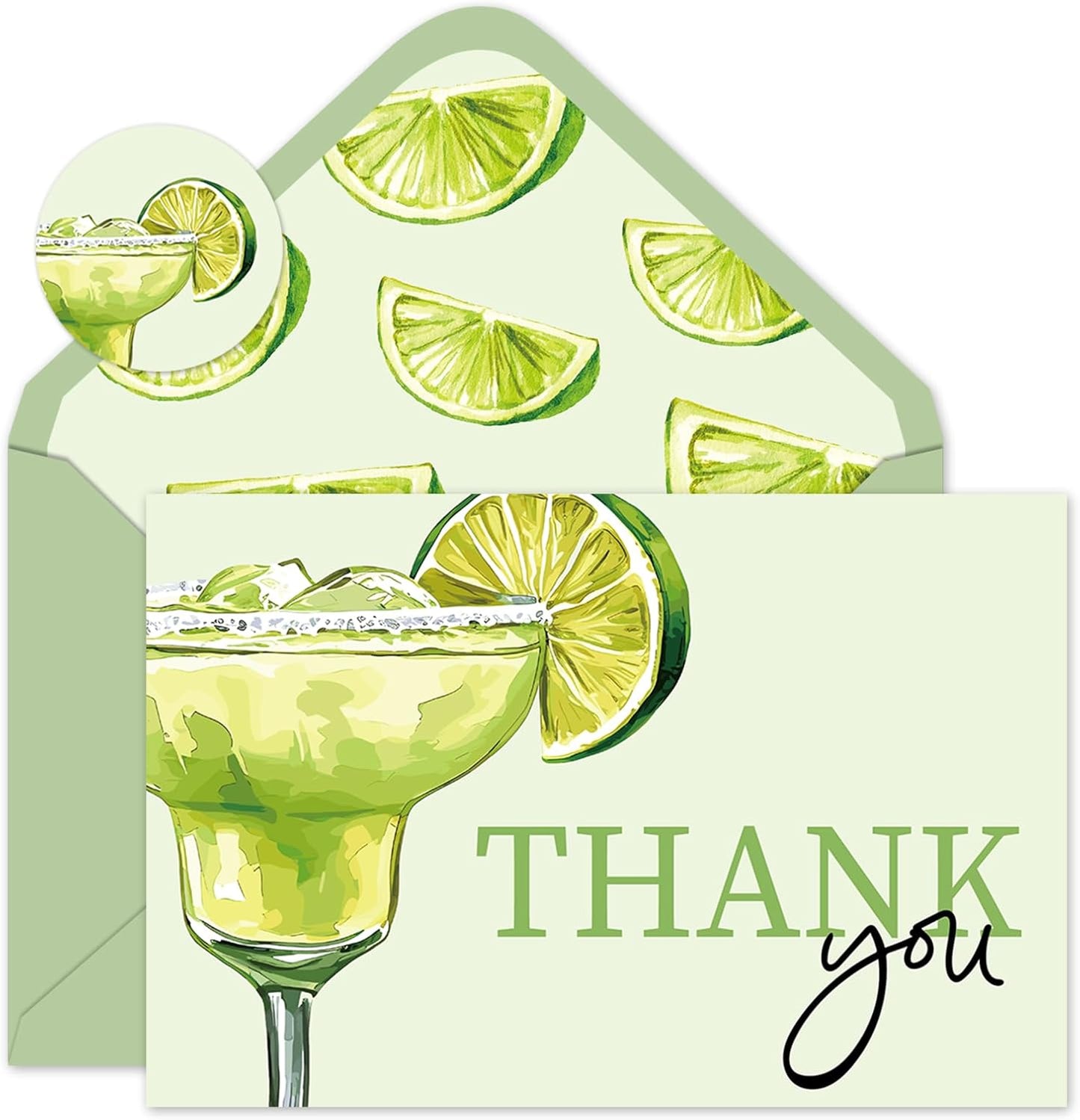 Whaline Margarita Thank You Cards Set - Lemon Cocktail Design