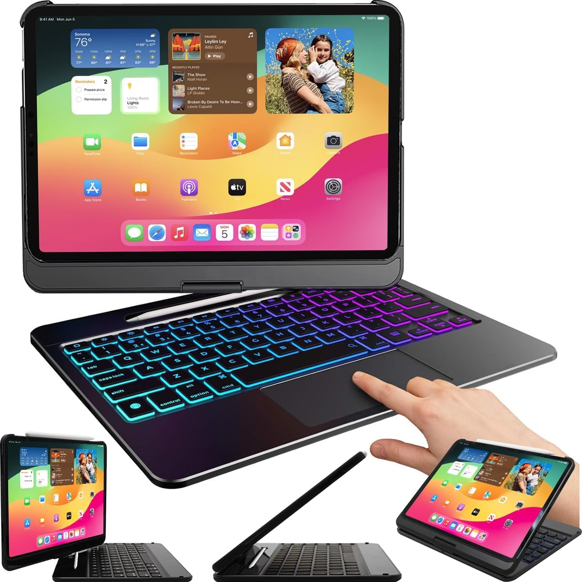 Snugg iPad Pro 12.9 Case with Keyboard - Backlit & Rotatable
