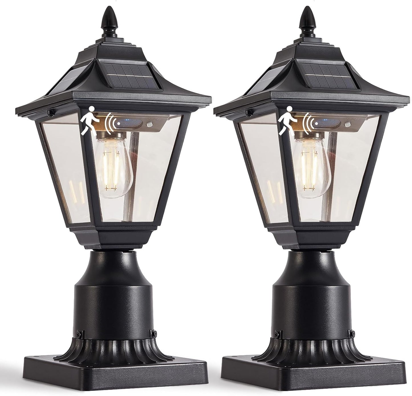2 Pack Solar Post Lights with Motion Sensor for Outdoor Use