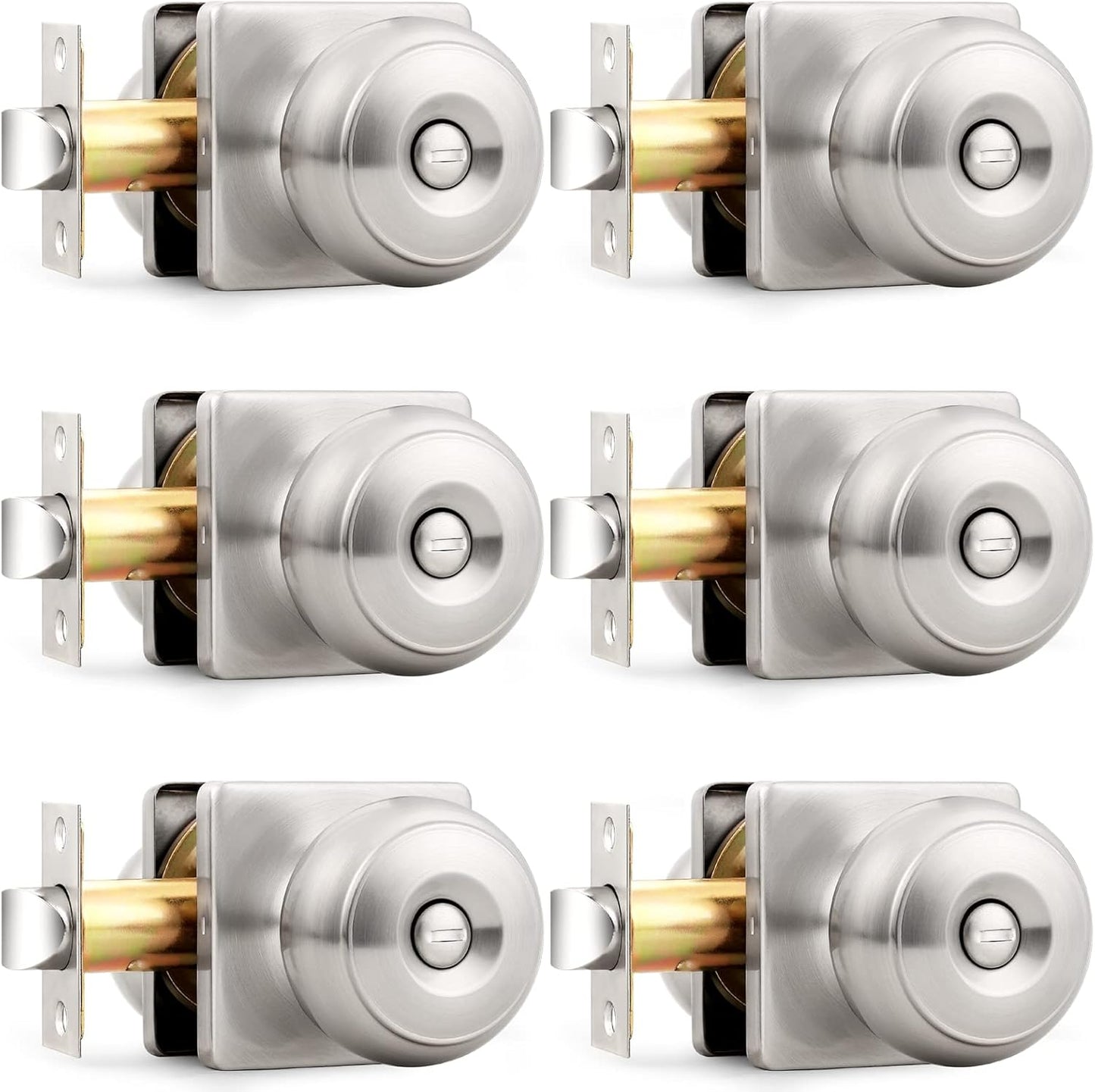 Probrico Brushed Nickel Square Door Knobs for Privacy Needs