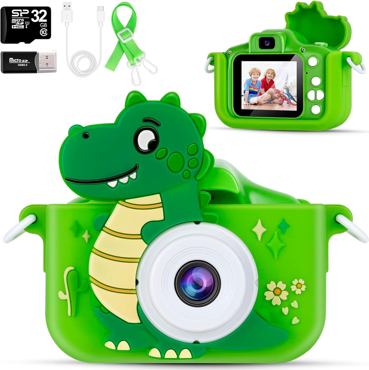 AWANKOU Dinosaur Kids Camera: 1080P Selfie Fun!