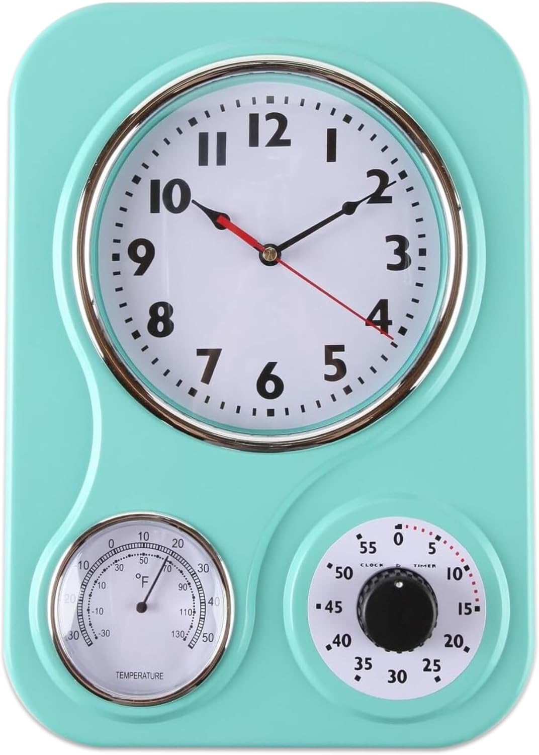 Lily's Home Retro Kitchen Wall Clock with Timer & Thermometer