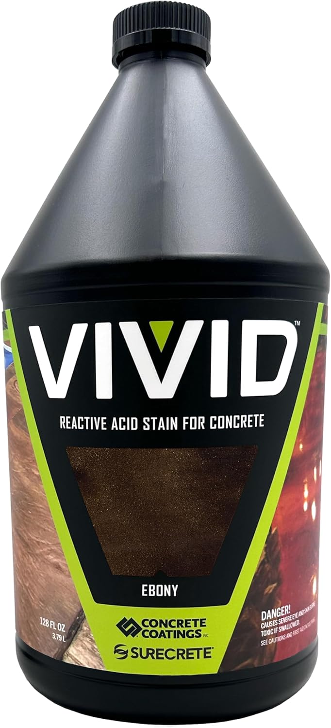 Vivid Acid Stain for Concrete in Ebony - Elegant & Durable Finish