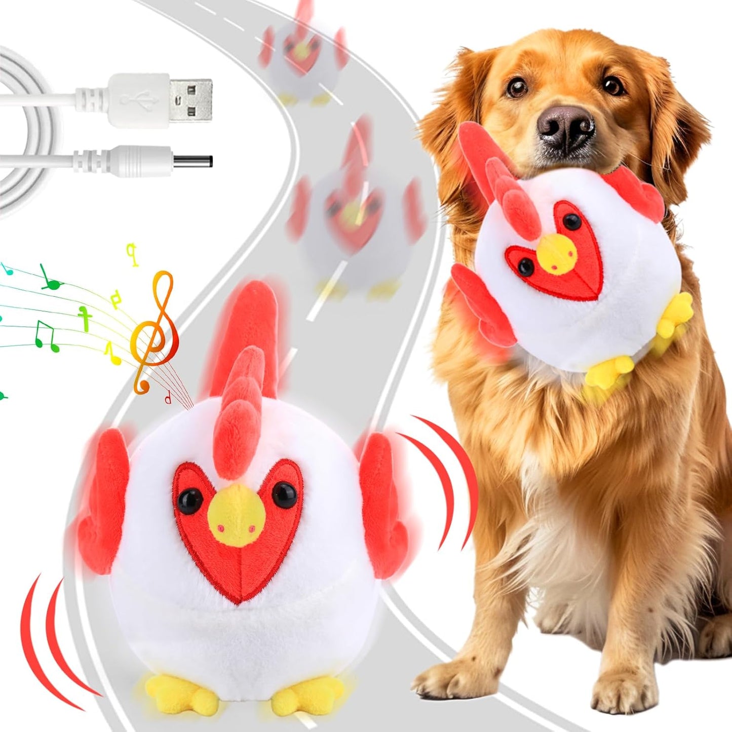 Musical Chicken Dog Toy - Self-Moving Ball for Active Pups