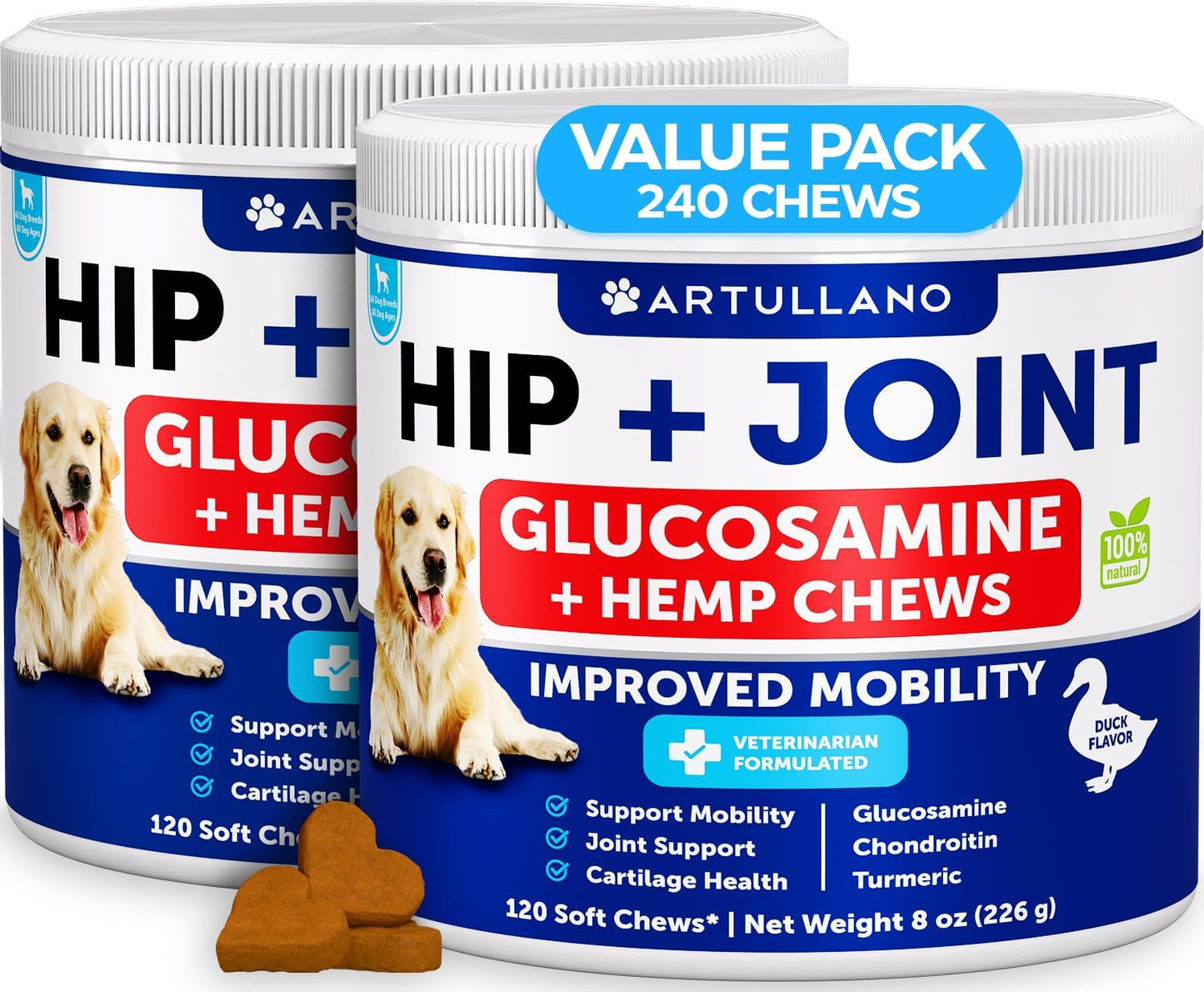 Hemp Hip and Joint Supplement for Dogs - Mobility Support Chews