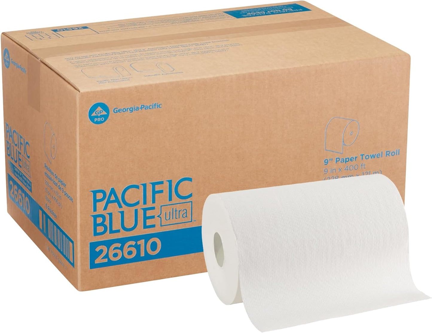 Pacific Blue Ultra 9in Paper Towel Rolls for Efficient Drying