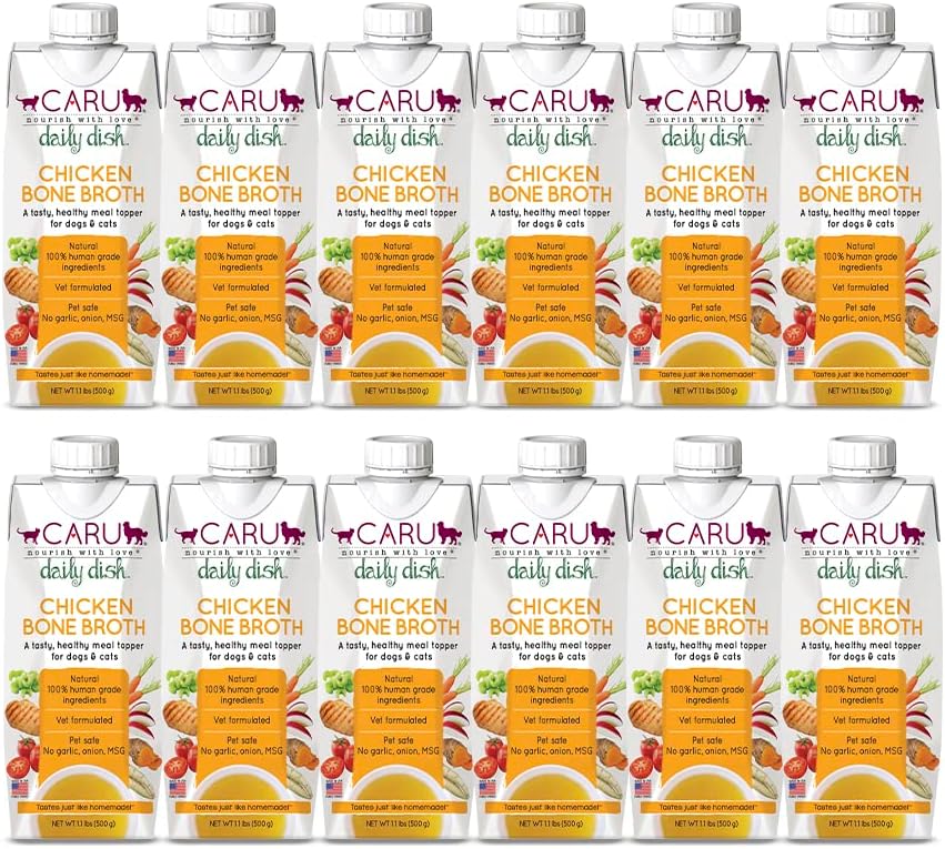 Caru Daily Dish Chicken Bone Broth Meal Topper for Pets