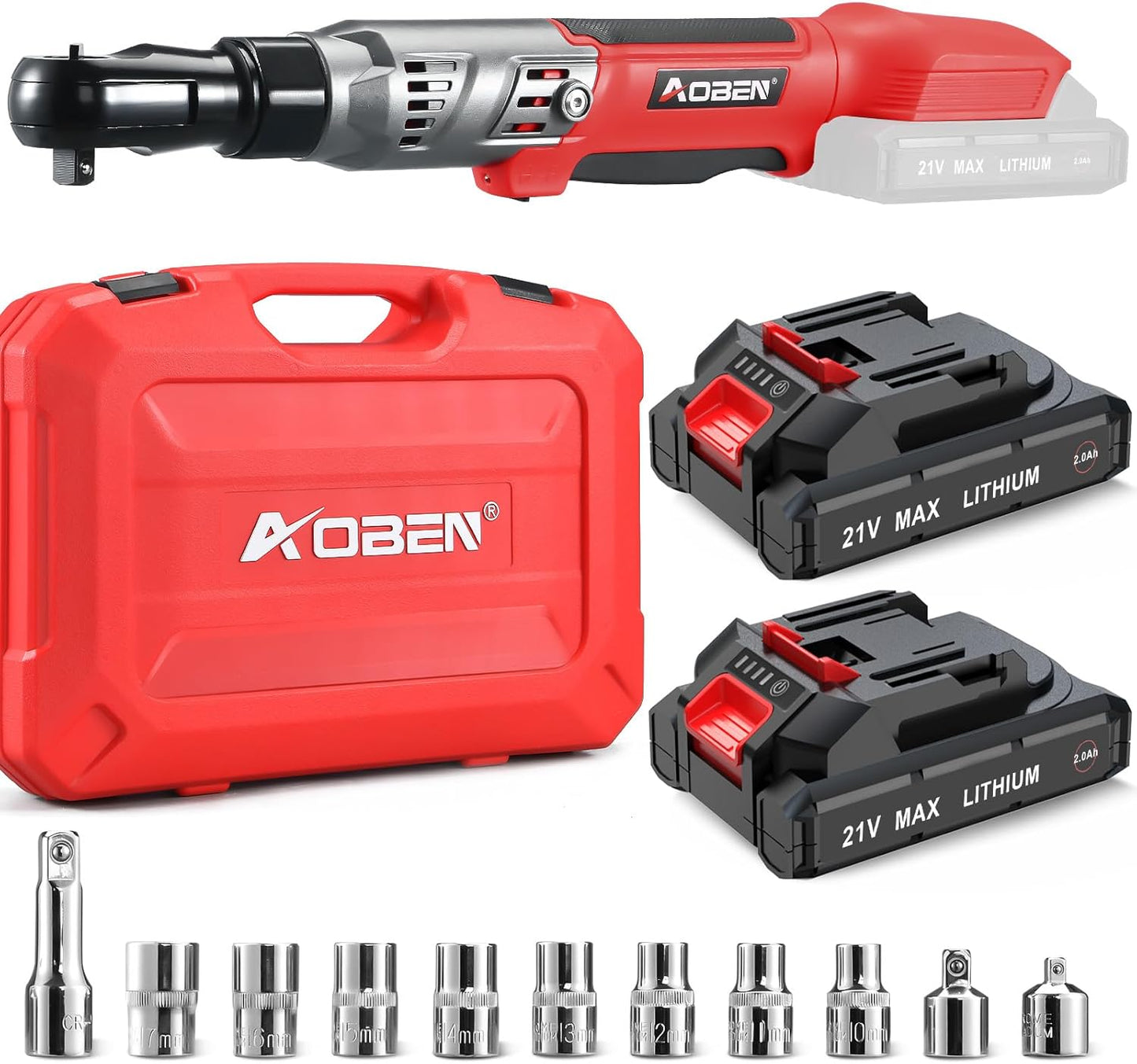 AOBEN 21V Cordless Ratchet Wrench Kit with Brushless Motor