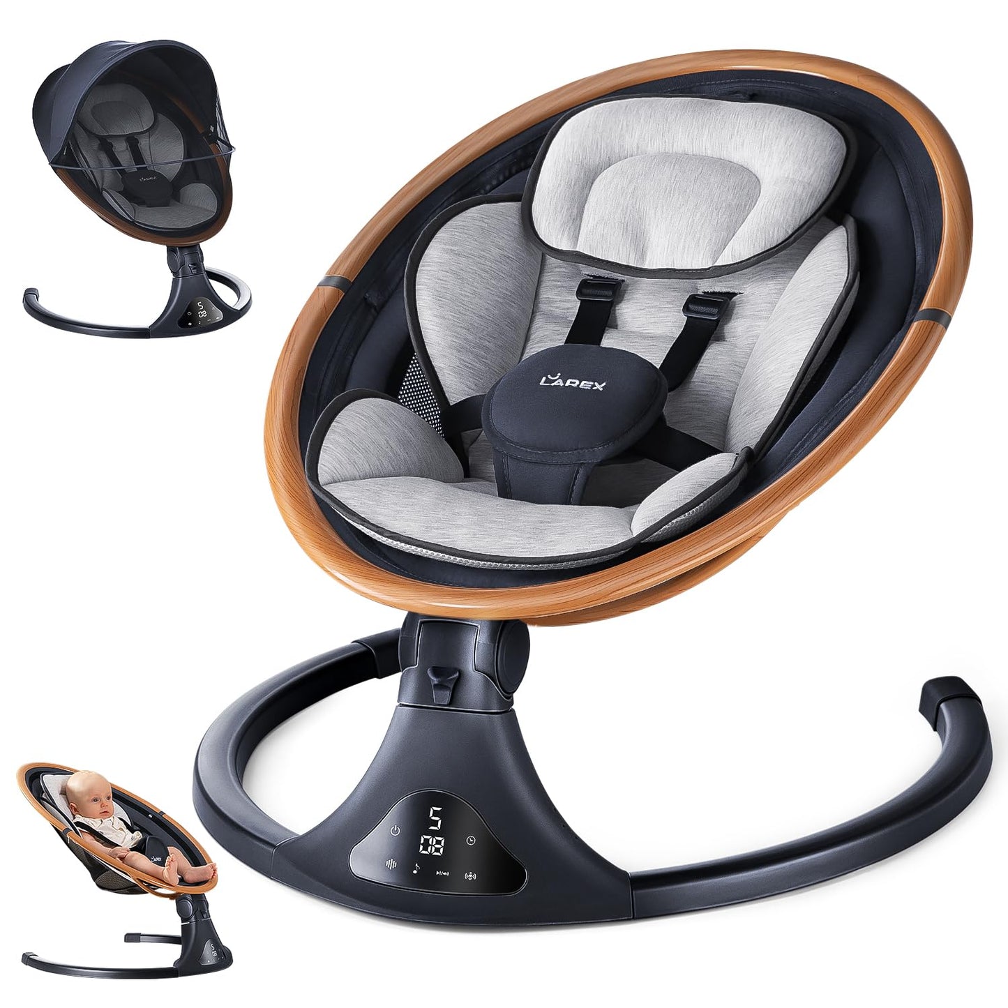 Larex Electric Baby Swing: Remote Control, 5 Speeds, 3 Seat Positions!