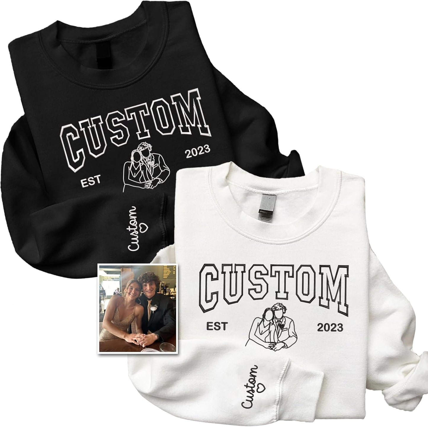 Personalized Couple's Embroidered Hoodies - Parahouse