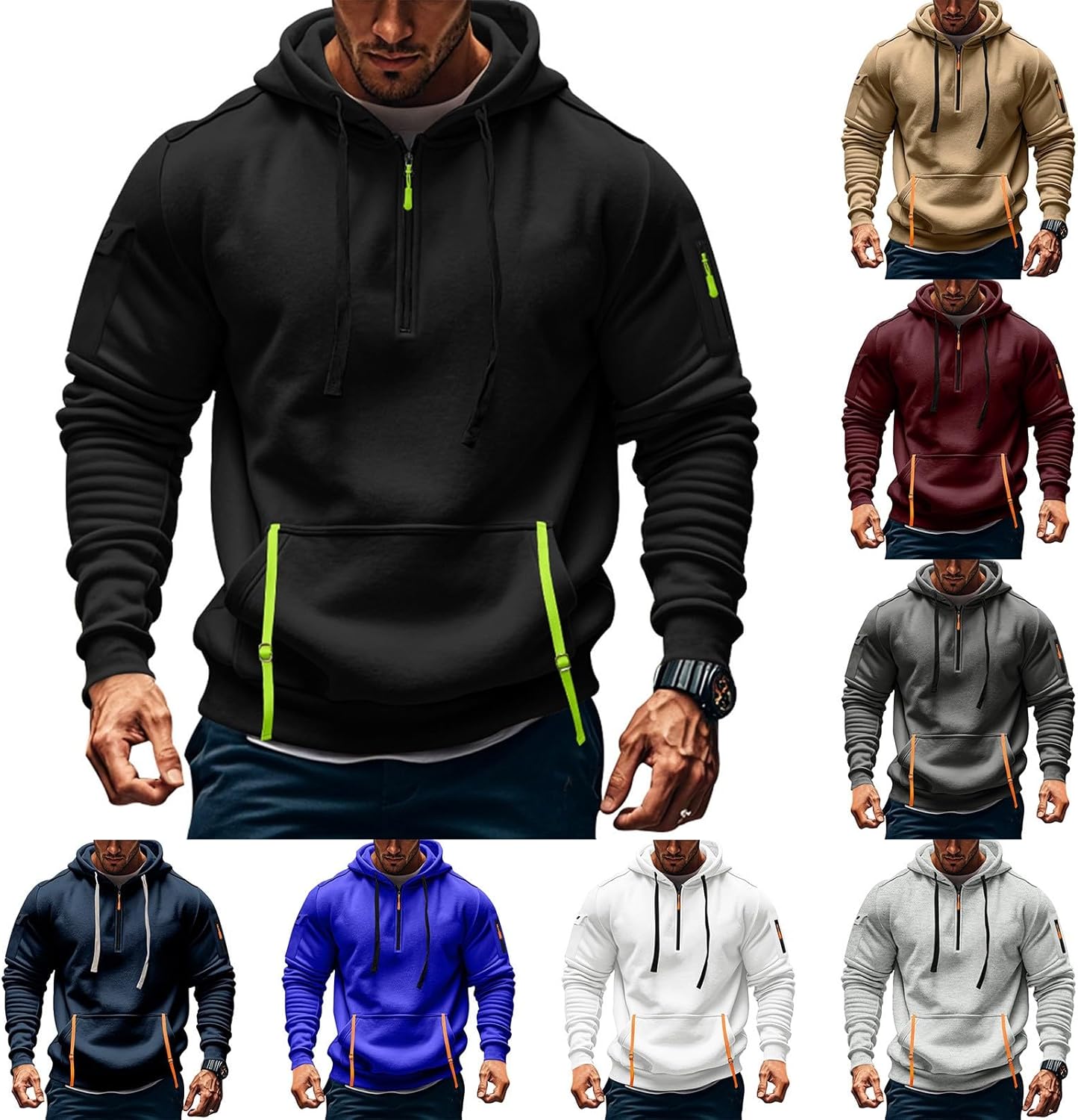Men's Tactical Quarter Zip Hoodie w/ Pockets