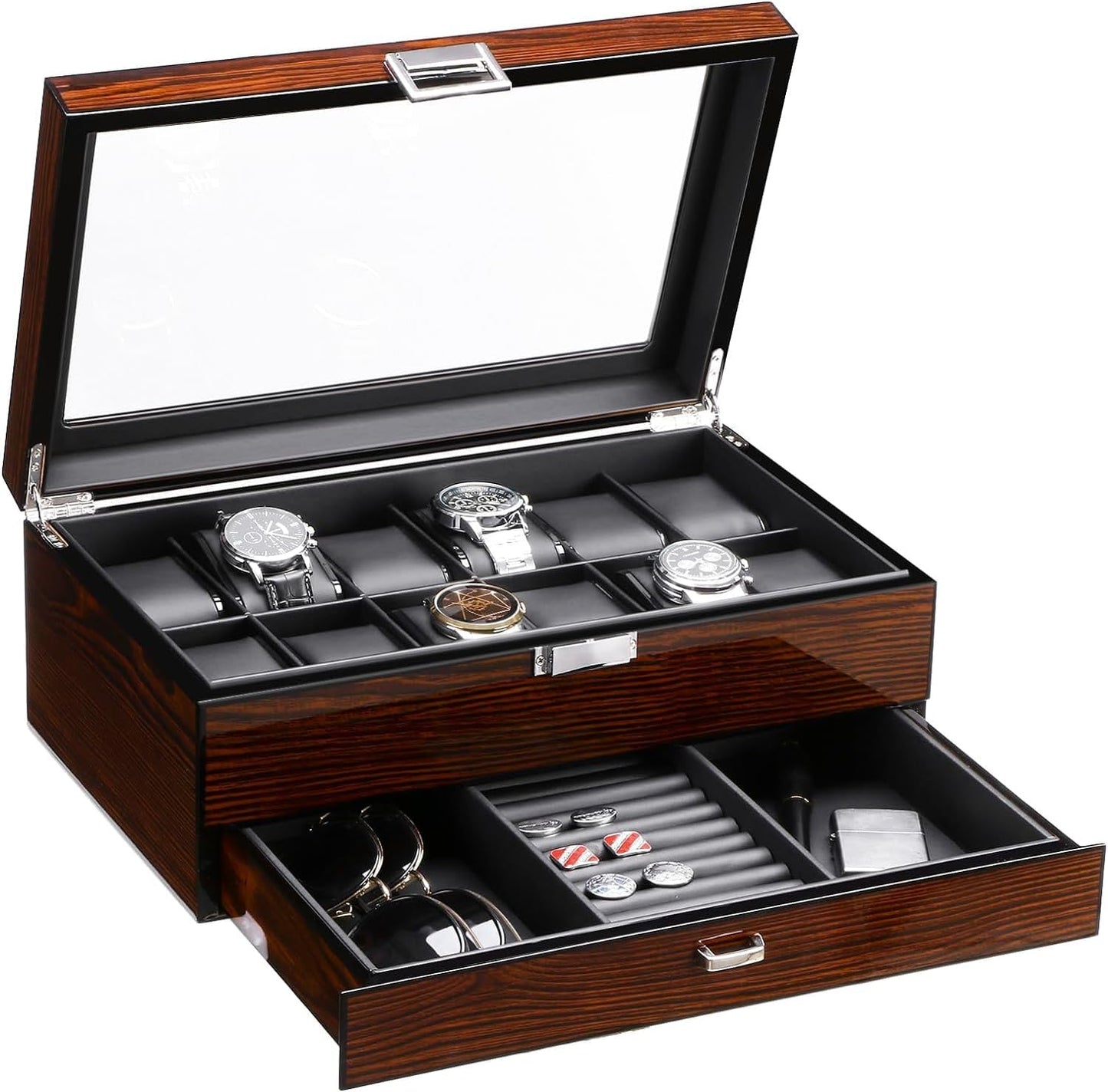BEWISHOME 12 Watch Box - Luxury Organizer