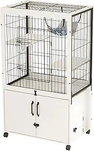Furniture Cat Cages Indoor with Hidden Litter Box Enclosure