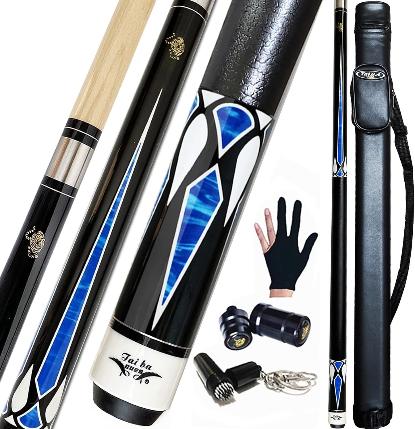 Professional 58 Inch Pool Cue Stick with Hard Case and Accessories