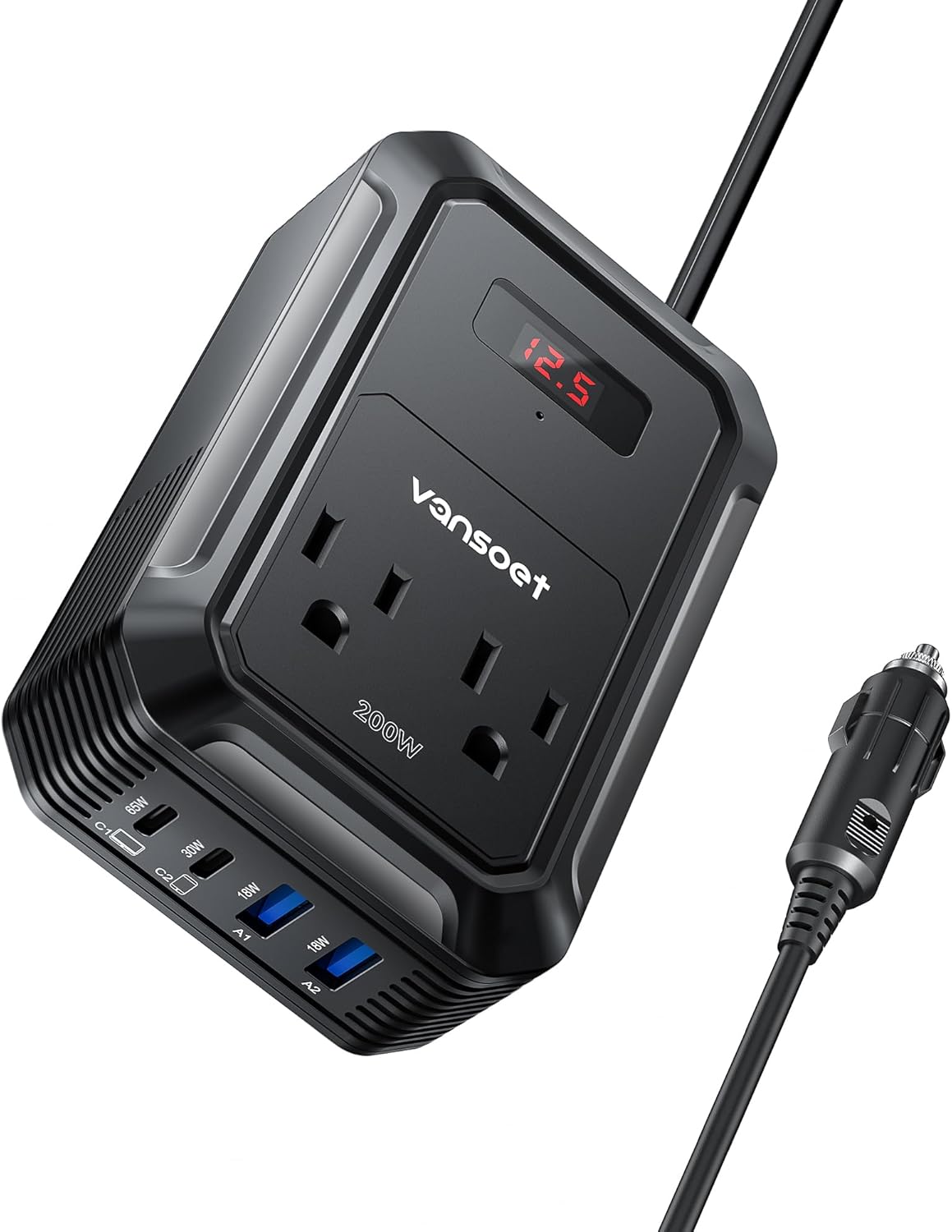 200W Car Power Inverter DC 12V to 110V AC with USB Ports