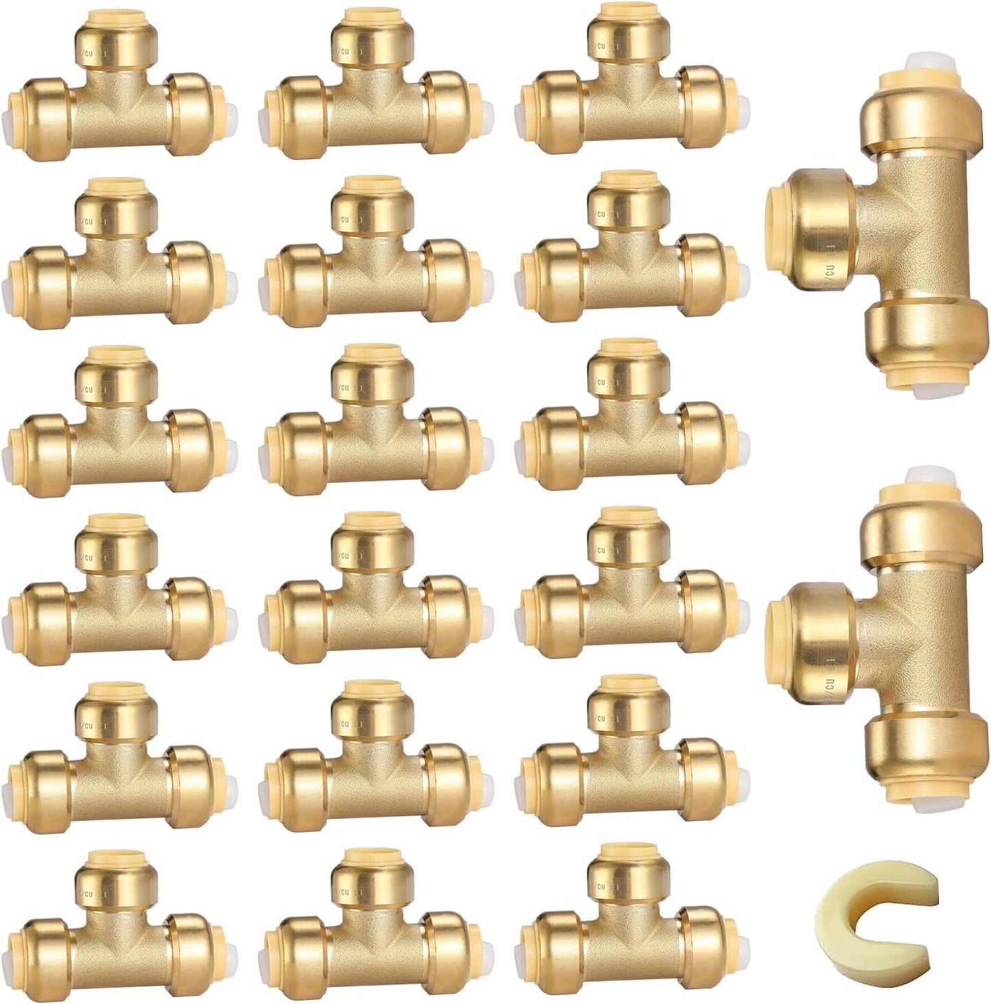 HeSun 20-Pack Pushfit Tee for PEX, Copper, CPVC, and More