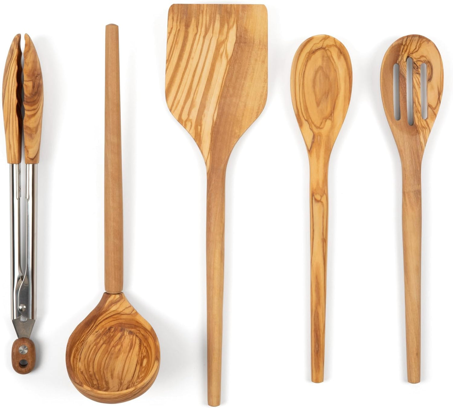 5-Piece Olive Wooden Kitchen Utensil Set for Cooking Needs