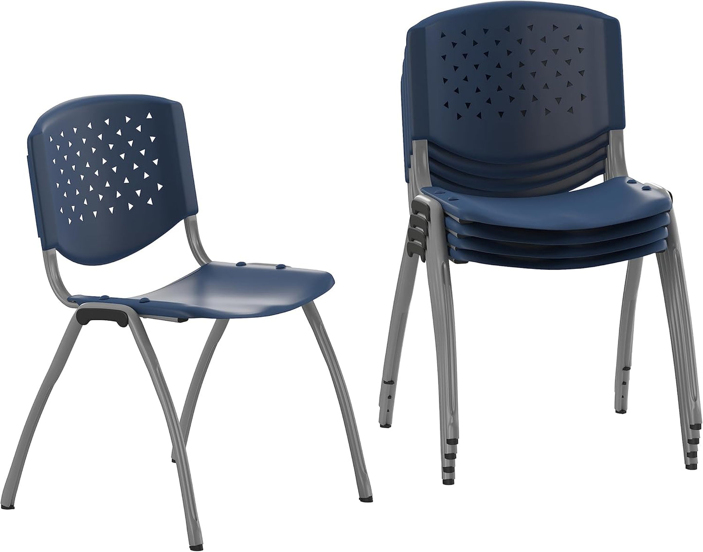 Ergonomic Stacking Chairs for Offices - Set of 5 Navy Chairs