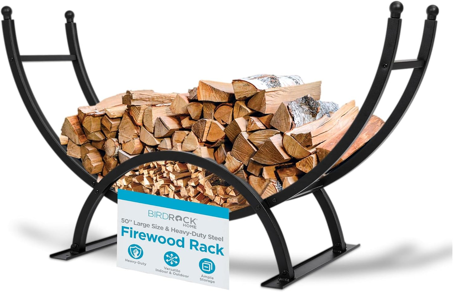 BIRDROCK HOME 50in Firewood Rack for Indoor and Outdoor Use