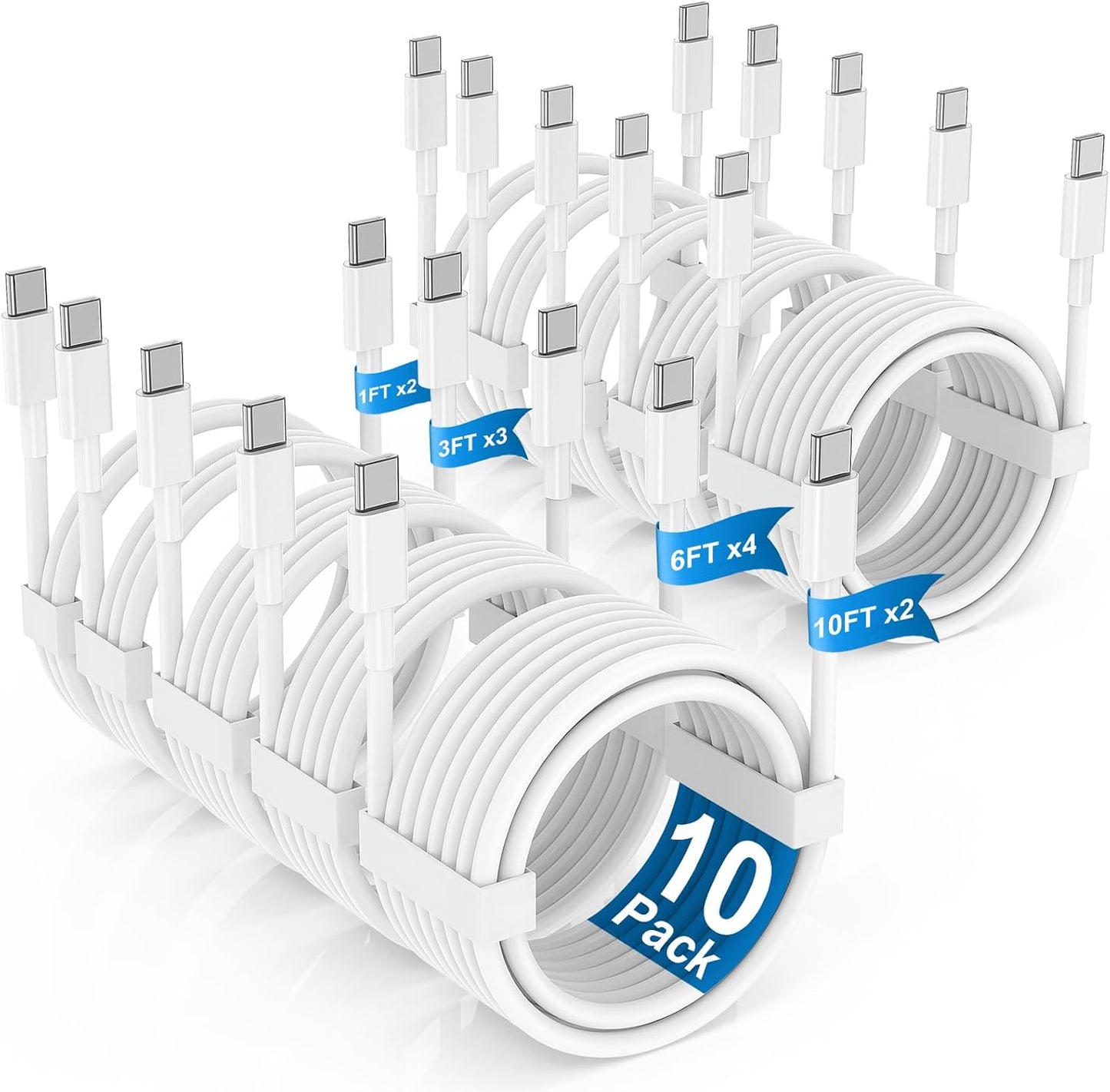 10-Pack MFi Certified Fast Charging USB-C Cables by QZVOO
