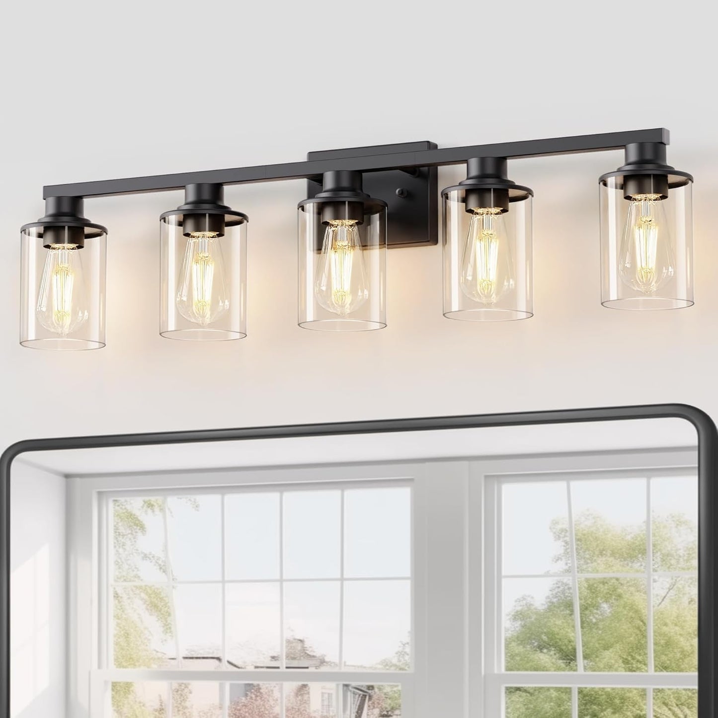 5-Light Black Bathroom Light Fixtures for Modern Elegance