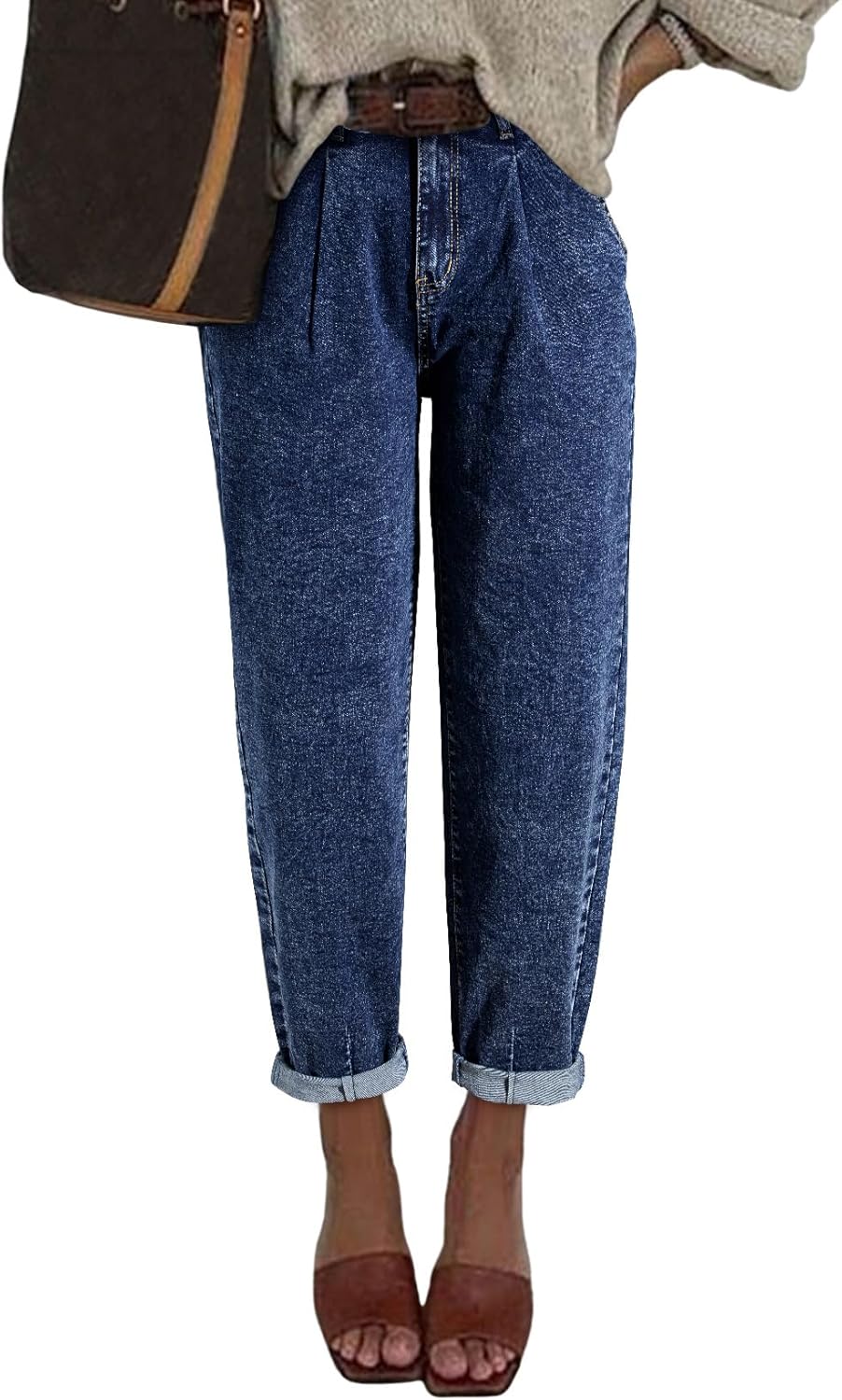 EVALESS Womens Baggy Jeans High Waisted Stretchy Boyfriend Denim