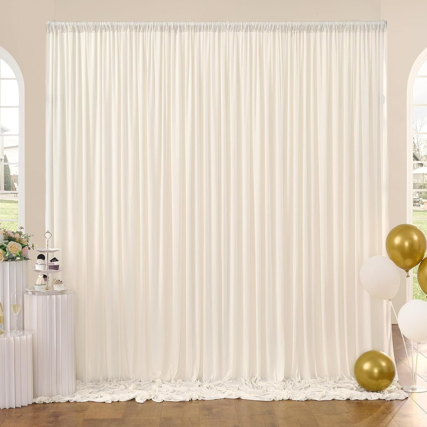 Premium Ivory Photo Backdrop Drapes | Wrinkle-Free 10x10ft
