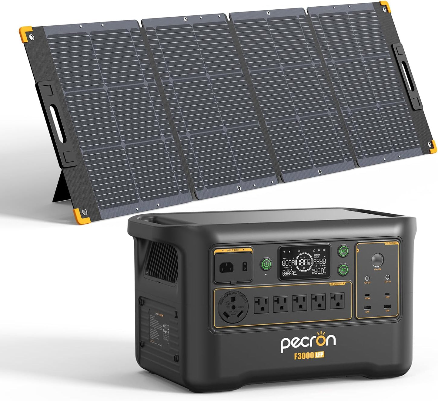 Pecorn F3000LFP Solar Generator with 3072Wh Power Station