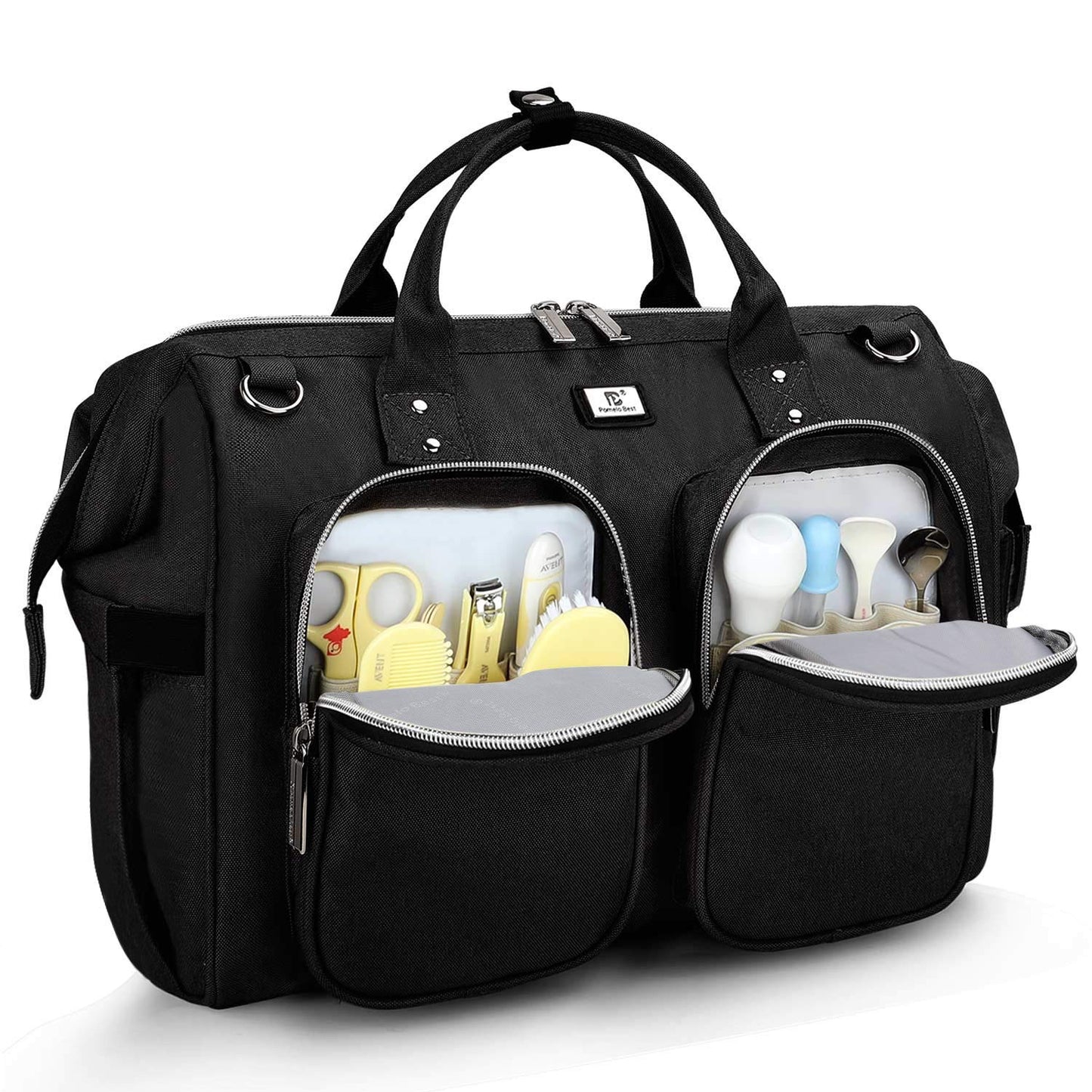 Large Portable Diaper Bag Totes with Changing Pad & Straps