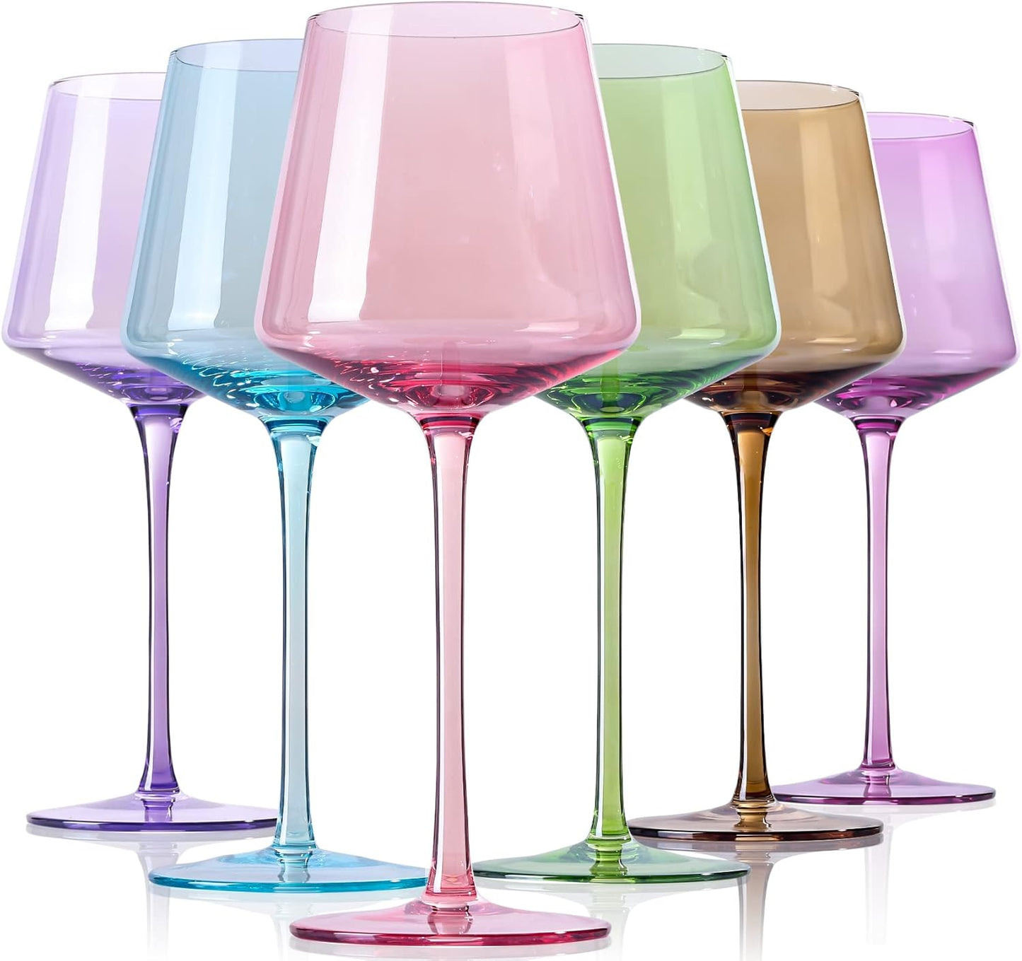 Colored Wine Glasses Set of 6 - Perfect Gift for Wine Lovers