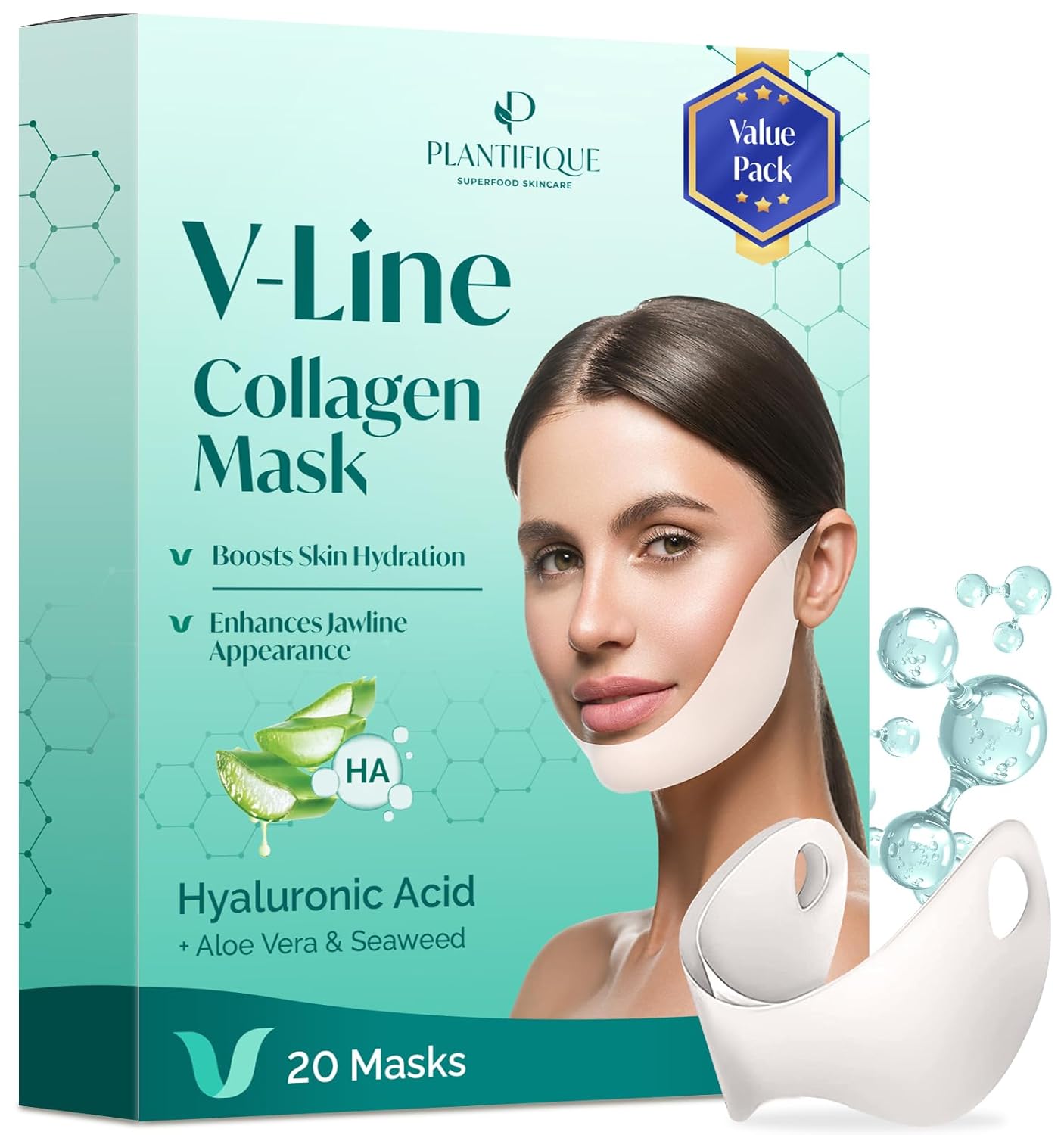 V-Line Collagen Mask for Face with Hyaluronic Acid and Aloe Vera