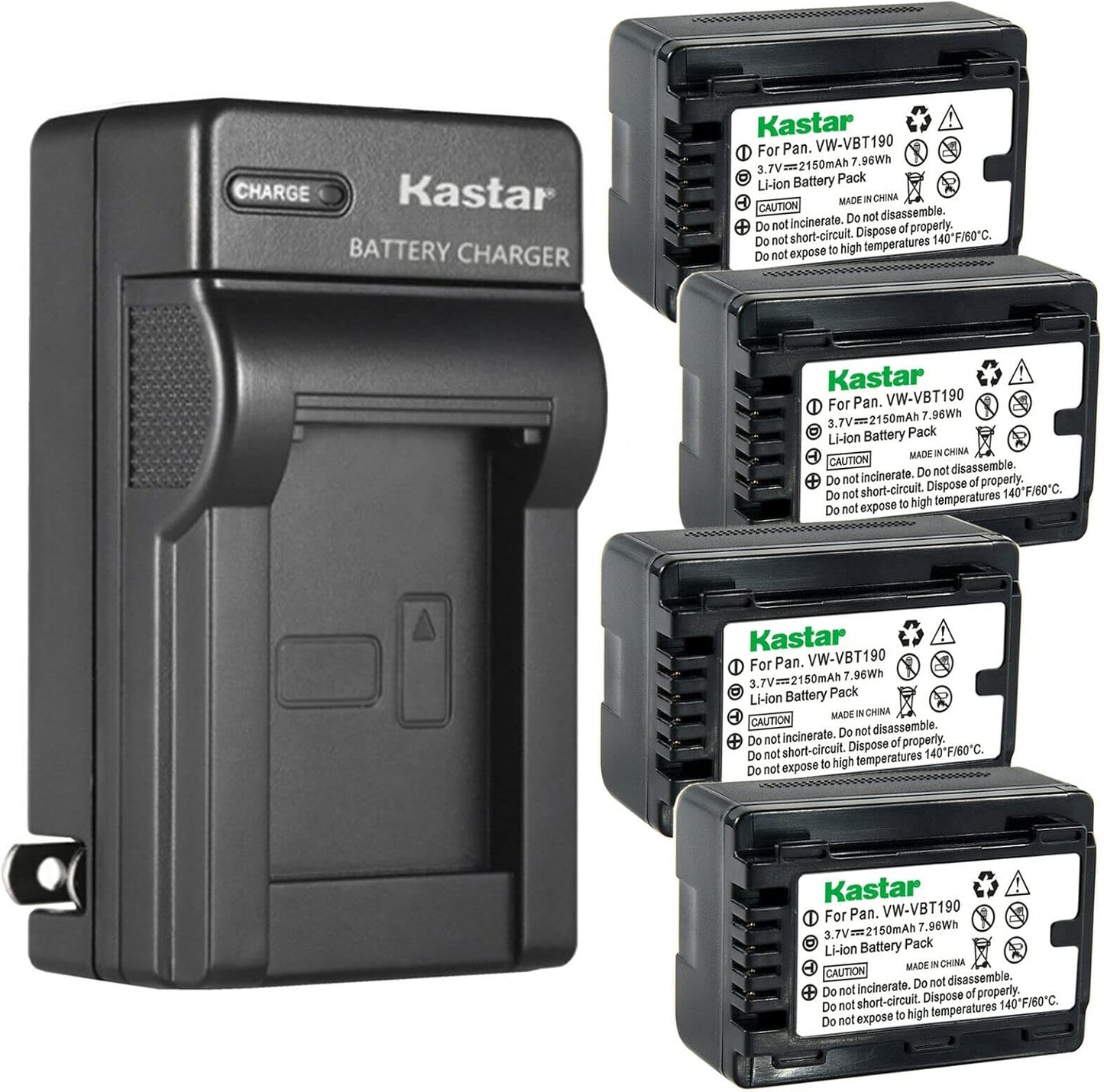Kastar 4-Pack Battery and AC Wall Charger for Panasonic Cameras