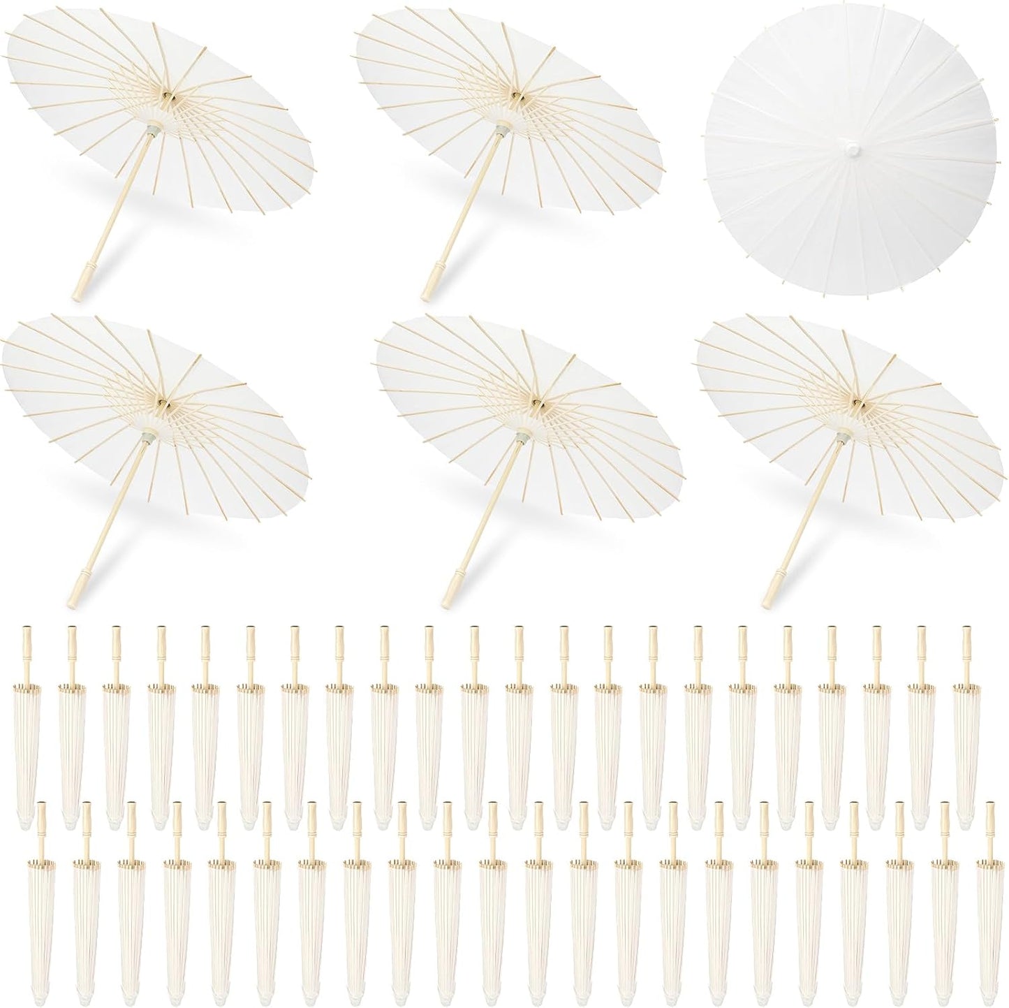 23.6 Inch Small White Paper Umbrellas for Weddings and Crafts
