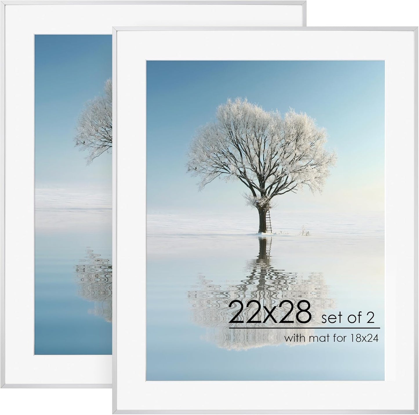 22x28 Metal Picture Frame for Wall with Mat for 18x24 Photos